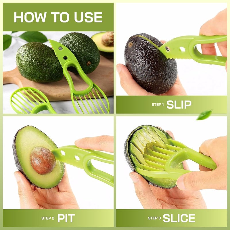Kitchen Theory 3 in One Avocado Slicer with Food Grade BPA Free Plastic and Stainless-Steel Pitter - Multipurpose Ergonomic Kitchen Gadget for Hassle-Free Preparation - Dishwasher Safe - Pack of 2 - Image 2
